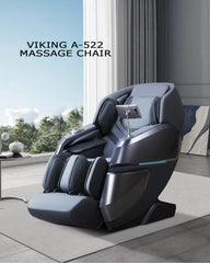 VIKING FITNESS A-522 beige and brown massage chair with padded armrests and built-in control panel, designed for relaxation.