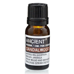 AW Gifts Sandalwood Amyris essential oil in 10ml bottle, natural skin care product with amber-colored glass container.