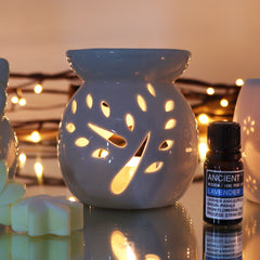 AW Gifts, Lrg Classic White Oil Burner - Tree Cut-out - GREEN LIFE CYPRUS
