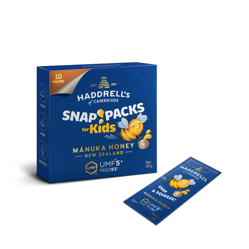 Haddrells, Manuka Honey UMF5+ / MGO83+, Single Serve for Kids, 10 Sachets - GREEN LIFE CYPRUS