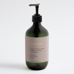 Longevity, Hand & Body Wash – Ginger & Smoky Cardamom (490ml)