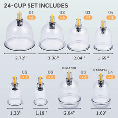 Cupping Therapy Set, 24 Massage Cups - GREEN LIFE CYPRUS