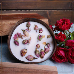 Homemade Coconut Bowl Candle With Soy Wax 250gr & Wood Wick - Velarte - GREEN LIFE CYPRUS