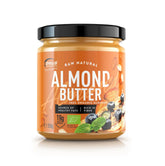 Creamy almond butter in a 250g jar from Genius Nutrition, ideal for spreads and healthy snacks.