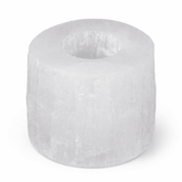 Selenite cylinder candle holder by AW GIFTS, elegant crystal accessory with smooth, translucent surface for decorative use.