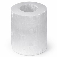 AW Gifts Selenite Cylinder Candle Holder, elegant white mineral accessory with smooth, polished surface for decorative use