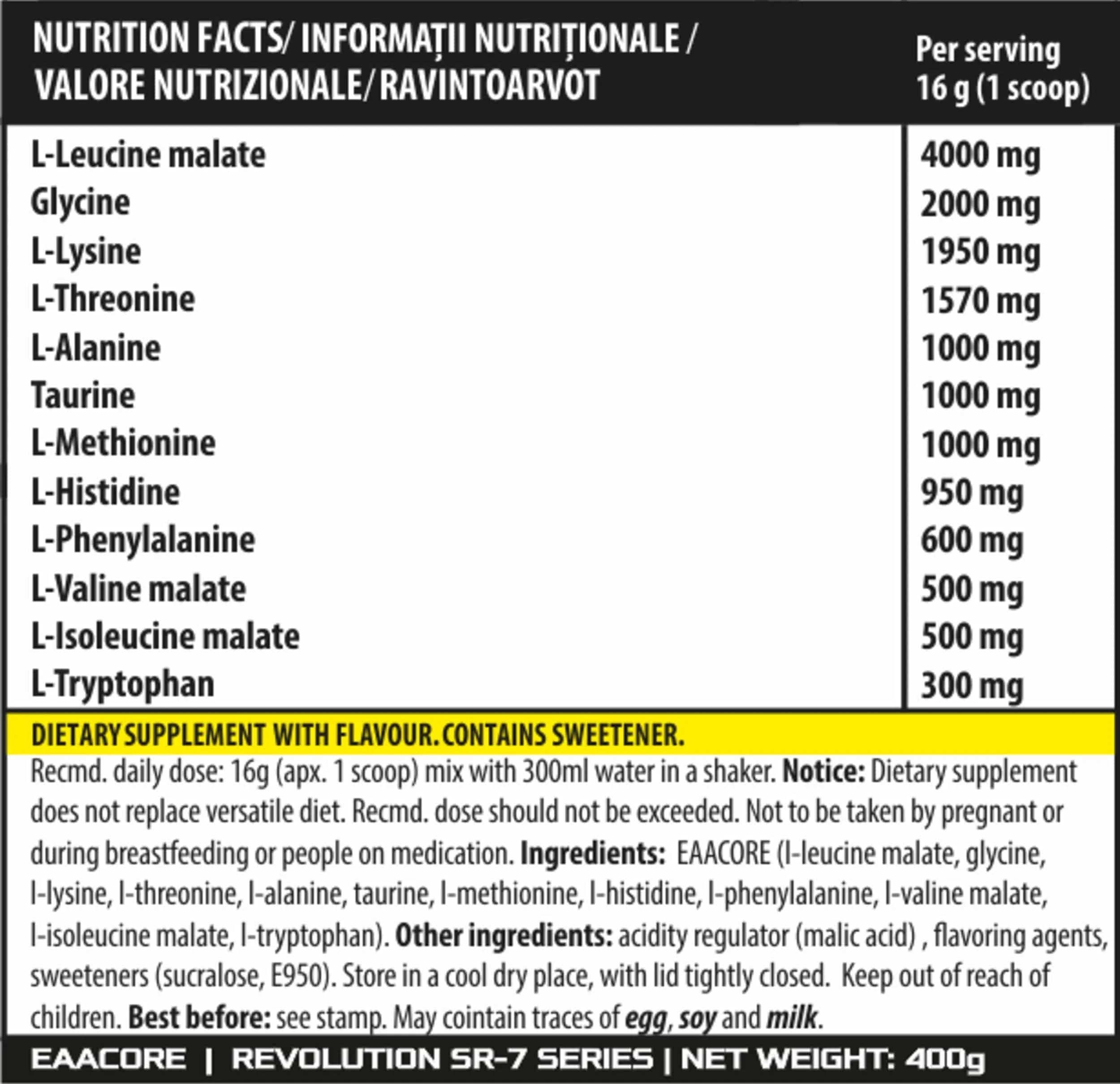 EAACORE 400g/25big Serv, Genius Nutrition - GREEN LIFE CYPRUS