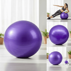 Pink TEMU yoga ball accessory for exercise and balance training, shown in a close-up image with a smooth surface.