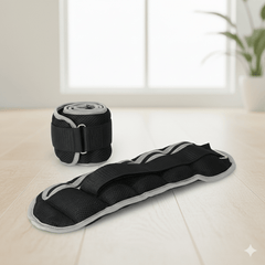 Black adjustable ankle and wrist weights by TEMU, durable fitness accessory for gym, yoga, and cardio workouts.
