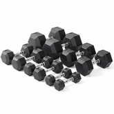 Viking Fitness VIKING PROFESSIONAL hexagon dumbbell for strength training, black cast iron with hexagon shape for stability.