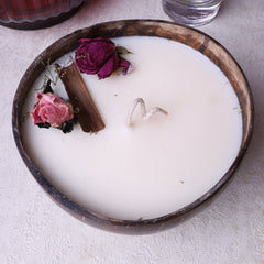 Small Homemade Soy Wax Candle in Coconut Bowl - Velarte - GREEN LIFE CYPRUS