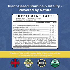 Natagra Male Vitality supplement capsules from Strength & Spices, 1000mg formula for enhanced male health and vitality.