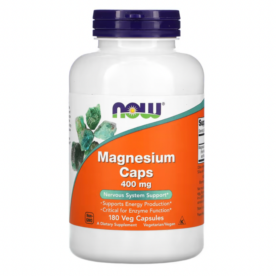 NOW Foods, Magnesium Caps, 400 mg, 180 Veg Capsules - GREEN LIFE CYPRUS