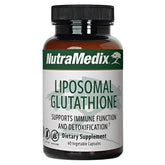 SENTOSA Nutramedix Liposomal Glutathione supplement bottle with 60 capsules, close-up of the product label.