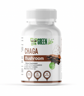Green Life Cyprus Chaga mushroom supplement bottle with 90 capsules, supporting immune health and antioxidant activity.
