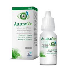 VITAREA AllergoVis Eyedrops 15ml bottle with a clear dropper cap, designed for allergy relief and eye hydration.