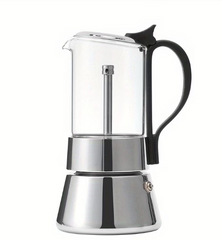 TEMU 200ml glass Moka coffee pot for stovetop, premium borosilicate espresso maker with a sleek design.