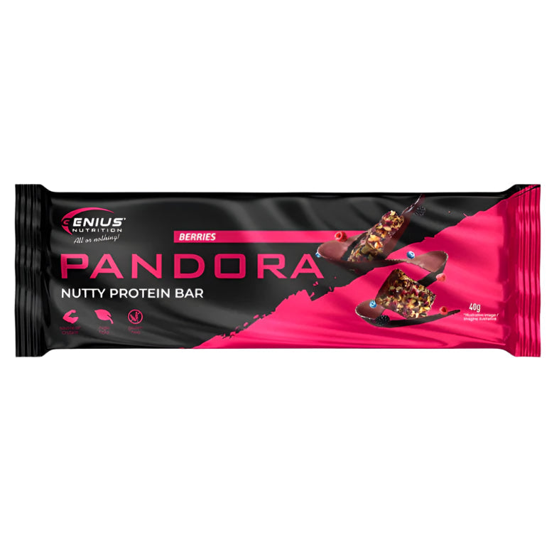 PANDORA NUTTY PROTEIN BAR 40g (Berries), Genius Nutrition - GREEN LIFE CYPRUS