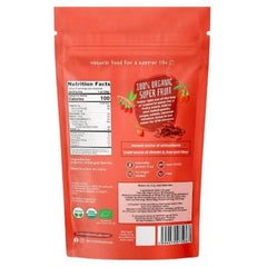 Organic dried goji berries from ILOVE ME superfood brand, shown in a 115g package, vibrant red and slightly wrinkled berries.
