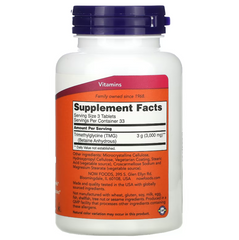 NOW Foods, TMG, 1,000 mg, 100 Tablets - GREEN LIFE CYPRUS