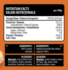 Creamy BIO almond butter spread from Genius Nutrition in a 250g jar, showcasing smooth texture and natural almond appearance.