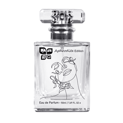 Green Life Aphrodite Edition perfume bottle with green and gold accents, elegant design inspired by B*rberry Her.