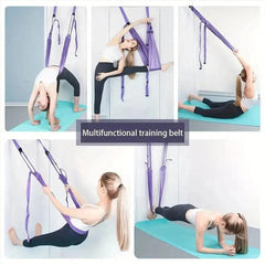 TEMU aerial yoga rope with elastic stretching band for home yoga, supporting low back, handstands, and dance yoga poses.