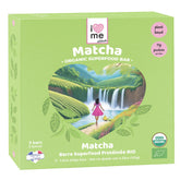 Organic Matcha Protein Bar by I LOVE ME, vegan superfood snack with green matcha flavor, shown in a pack of three.