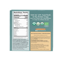 Organic Spirulina and Baobab protein bar by I LOVE ME, vegan superfood snack in a pack of three, featuring a nutritious, natural ingredient blend.