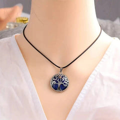 Tree Of Life Design Natural Stone Pendant, Energy Stone Crystal Chakra Necklace For Women & Men - GREEN LIFE CYPRUS
