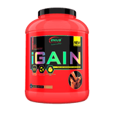 Genius Nutrition IGAIN 2750g chocolate protein powder, mass gainer supplement, in large 22-serving container.