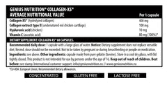 Genius Nutrition Collagen-X5 supplement bottle with 60 capsules, designed to support skin, hair, and joint health.