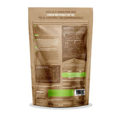 Iswari BIO Psyllium Husk superfood in 125g package, gluten-free, with a background featuring acai powder and natural elements.