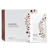 Zinzino LeanShake chocolate protein powder pack with 16 individual 30g servings, ideal for nutritious meal replacement.