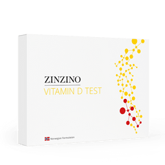 Zinzino Vitamin D test kit with packaging and testing device for measuring vitamin D levels at home.
