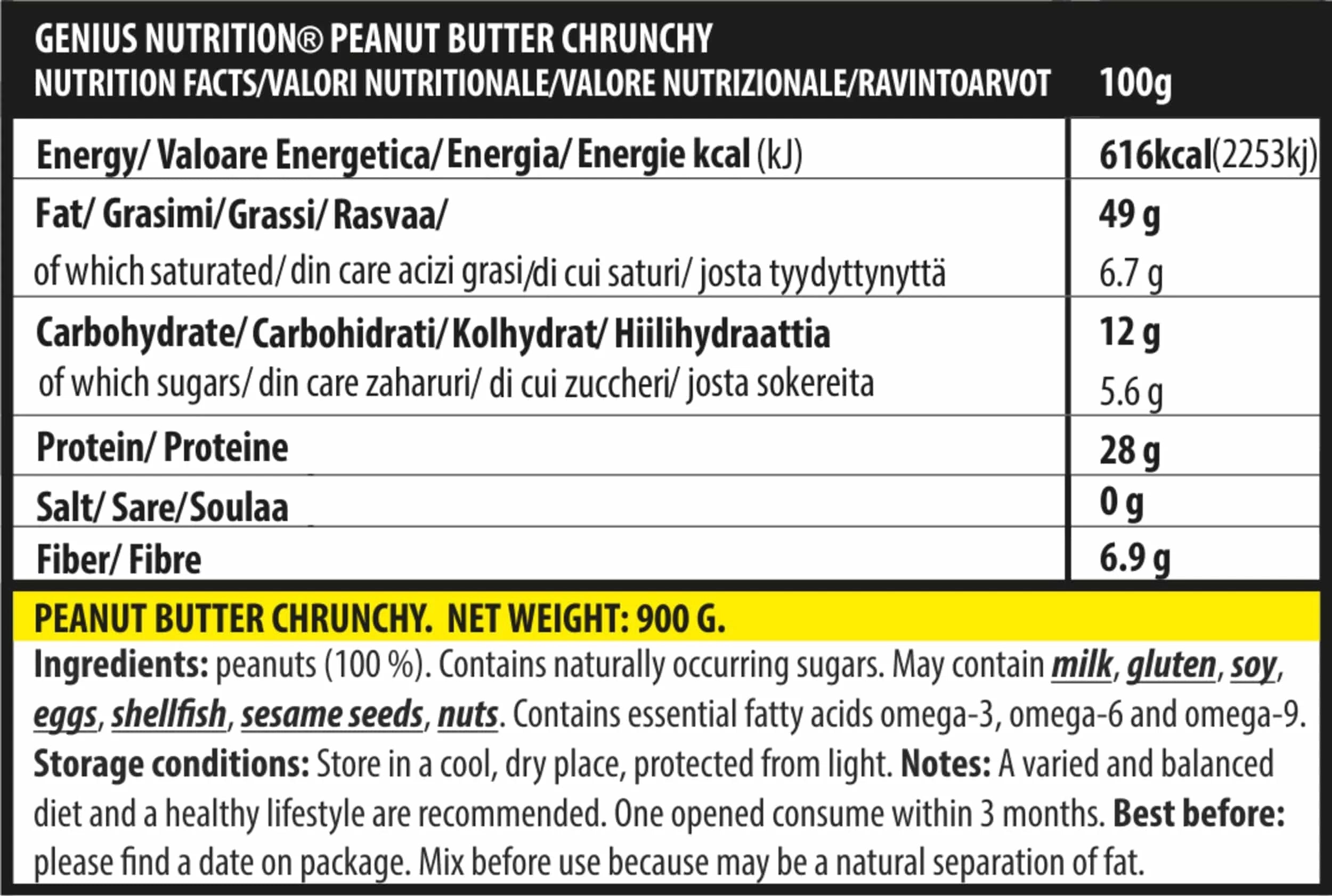PEANUT BUTTER FITNESS 900g, Genius Nutrition - GREEN LIFE CYPRUS