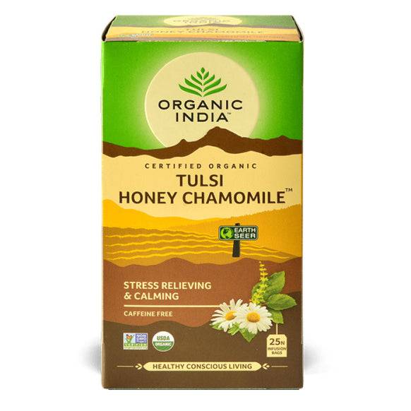 Organic India, BIO Tulsi Honey Chamomile Tea, Caffeine-Free, 25 Infusion Bags - GREEN LIFE CYPRUS