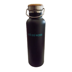 Stainless steel Earth and Ocean 600 ml water bottle with a sleek design, reusable drink accessory for hydration on the go.