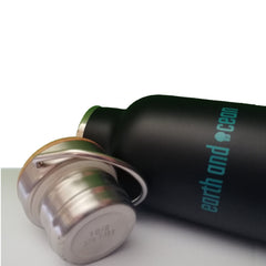 600 ml stainless steel water bottle from Earth and Ocean with a sleek, polished finish and eco-friendly design.