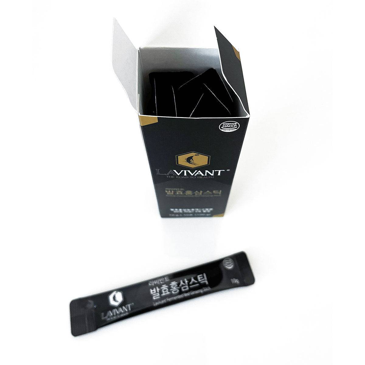 Old Products Lavivant Korean Red Ginseng Fermented Extract liquid sticks, 60 sticks, showing the packaging and product sticks.