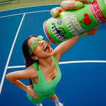 Herbalistas PerfectTed ceremonial matcha energy drink in 250ml bottle with apple and raspberry flavor, vibrant beverage image.