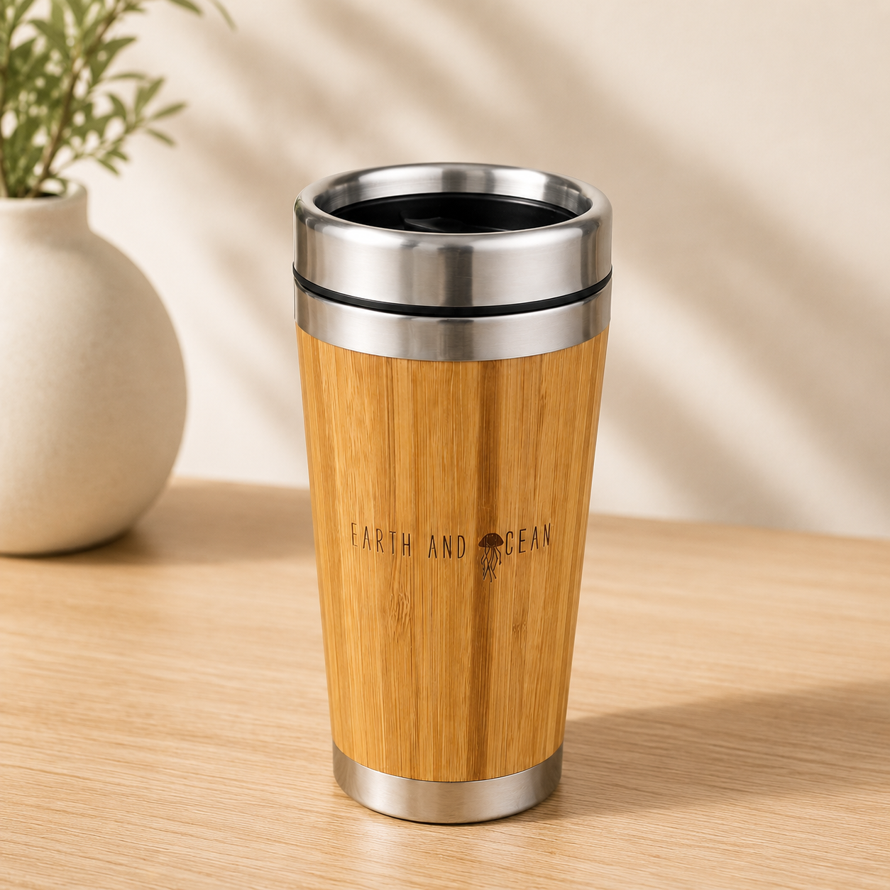 Bamboo & Stainless Steel Insulated Travel Tumbler — Earth and Ocean