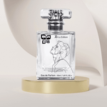 Green Life Aris Edition perfume bottle, green glass with gold accents, inspired by royalty, displayed on a neutral background.