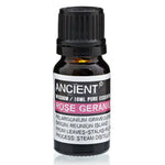 AW GIFTS Rose Geranium Essential Oil 10ml for skin care, with a clear bottle and natural floral scent, in a natural setting.