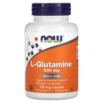 Old Products NOW Foods L-Glutamine supplement capsules, 500 mg, 120 vegetarian capsules, dietary supplement for muscle support