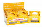 Box of 24 Satya Sandal Wood backflow dhoop cones by AW GIFTS, showcasing incense cones with sandalwood scent for aromatherapy.