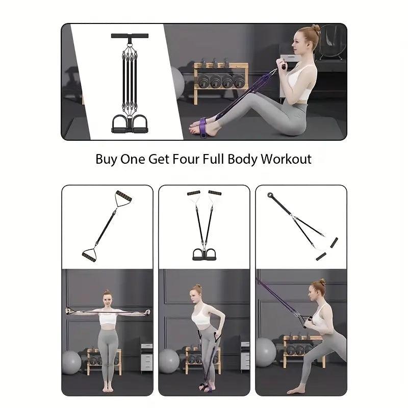 TEMU adjustable resistance tension rope with pedal and handle for versatile workout and strength training exercises.