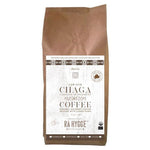 Whole beans of Rå Hygge BIO Chaga Mushroom Coffee by OLD PRODUCTS, 1kg bag, showcasing the coffee beans in natural light.