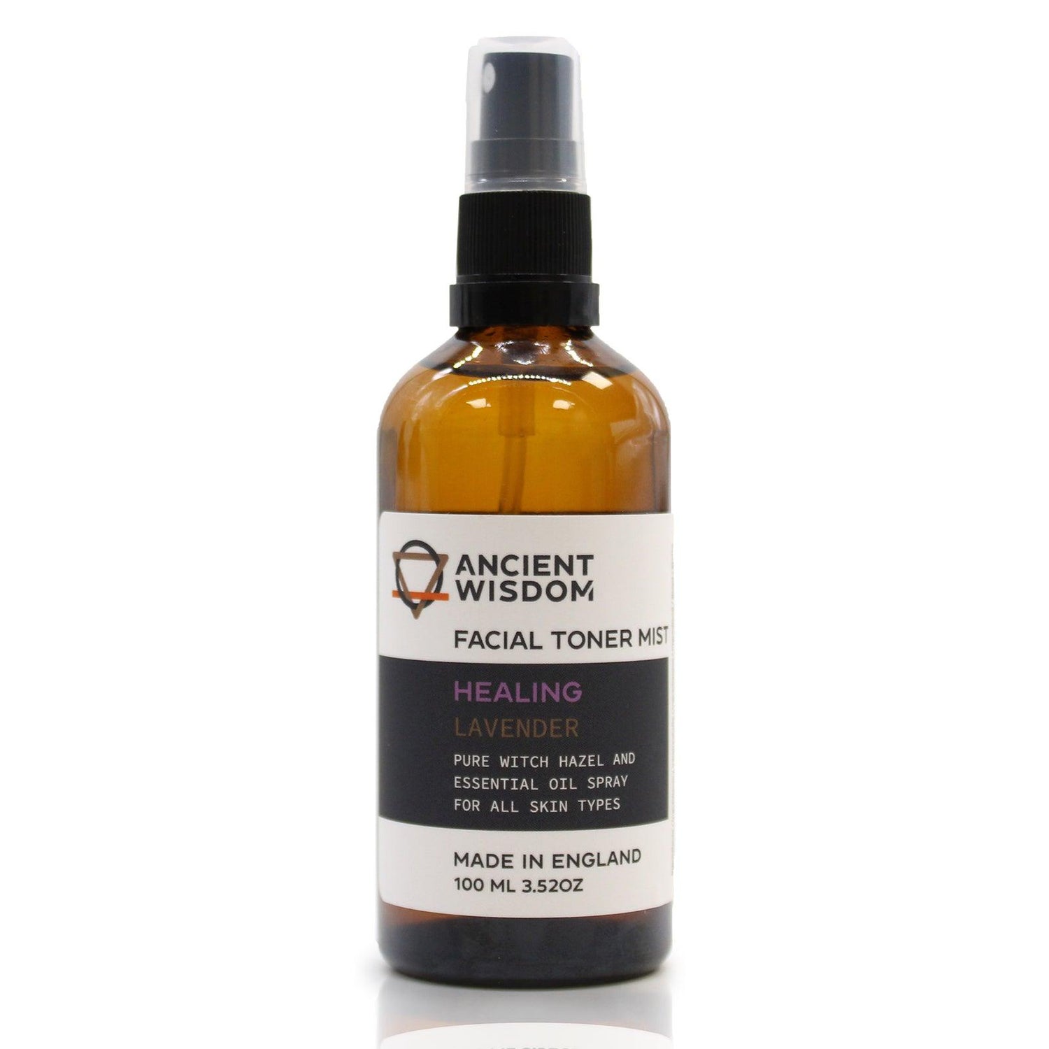 AW Gifts Facial Toner Mist with Witch Hazel and Lavender in a 100ml spray bottle for skin care.