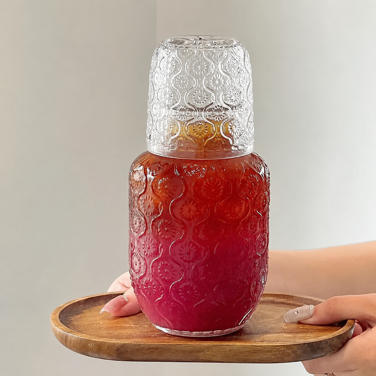 Crystal Pattern Bedside Water Carafe Set
